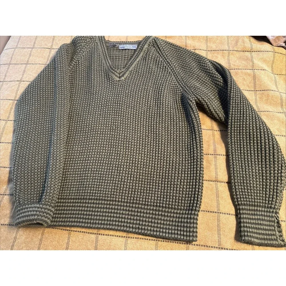 Vintage Jandy Place Bardon Inc Mens L 42-44 V-Neck Sweater Taiwan Green Brown